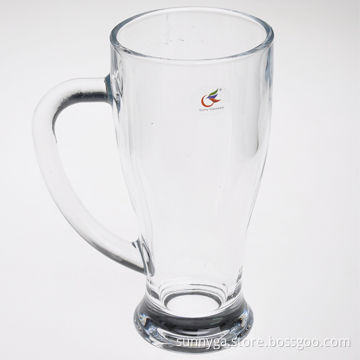 Glass Mug, Pattern Decorated Base, Unique Shape, Logo Printing, Polished